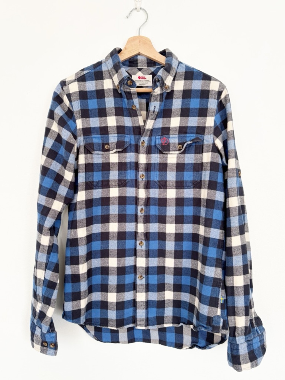 Fjallraven || Skog Shirt Plaid Flannel Button Down Blue Small Slim